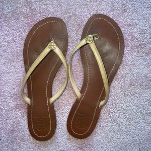 Tory Burch Nude Patent Leather Flip Flops